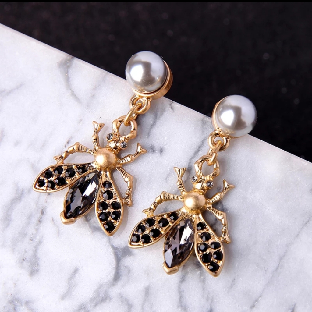 Bohemia Handmade Crystal Bee Drop Earrings